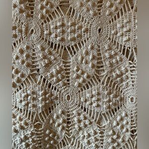 Vintage Crochet Blanket Star Pattern Cream Full/Double